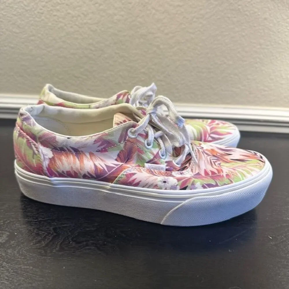Vans Tropical Floral Pink Green Canvas Sneakers